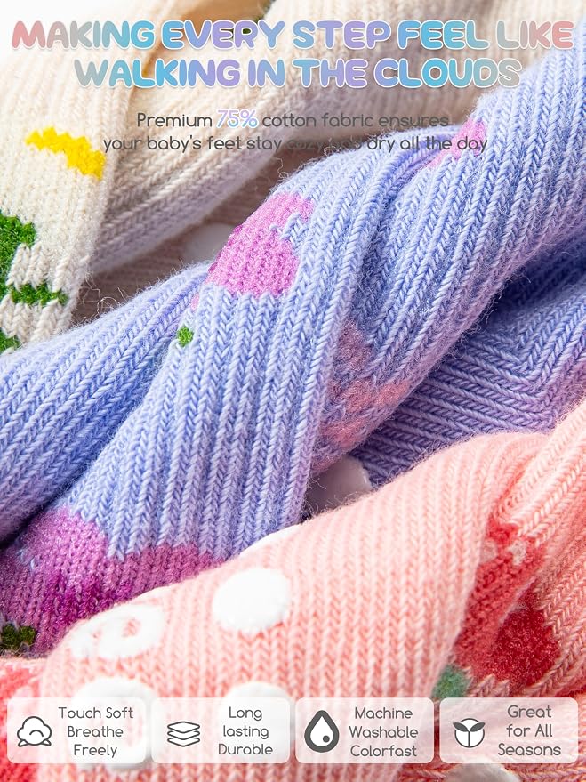 Baby Toddler Girls Socks Grip Ruffle Non Slip Kids Cotton 12 Pack Socks | - Image 5