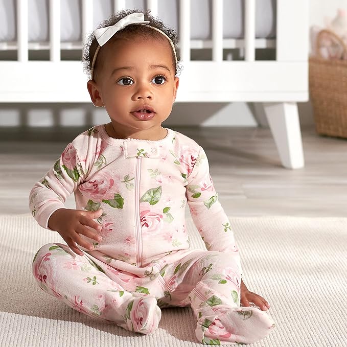 Gerber Baby Girls 2-Pack Footed Pajamas - Image 3
