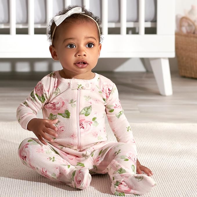 Gerber Baby Girls 2-Pack Footed Pajamas - Image 3