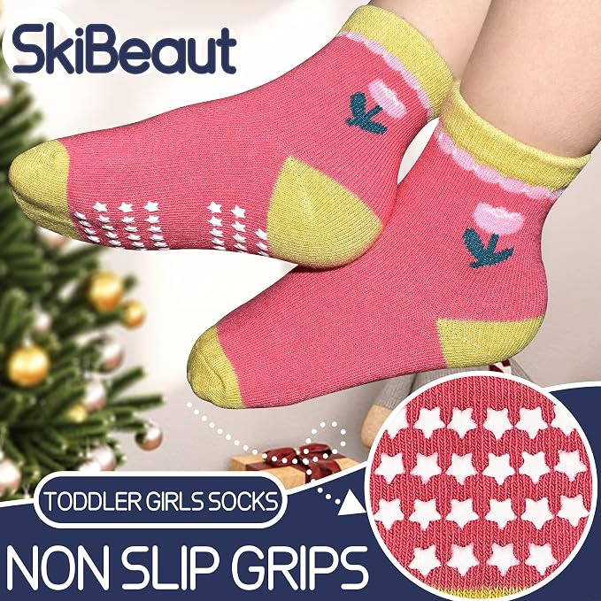 SkiBeaut Baby Toddlers Girls Socks, 12 Pairs Non Slip Kids Grips Toddler Grippy - Image 3