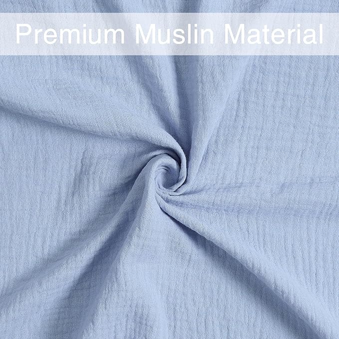 Meracorallo Muslin Swaddle Blanket, 100% Cotton, Placid Blue | Soft Breathable - Image 5