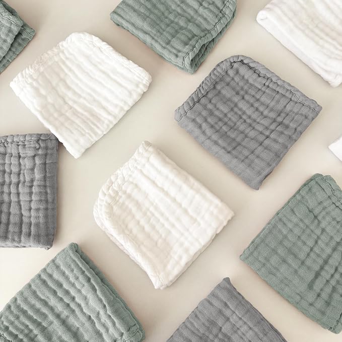 Sunny zzzZZ Baby Muslin Washcloths -100% Cotton Muslin Soft Baby Bath Wash - Image 2