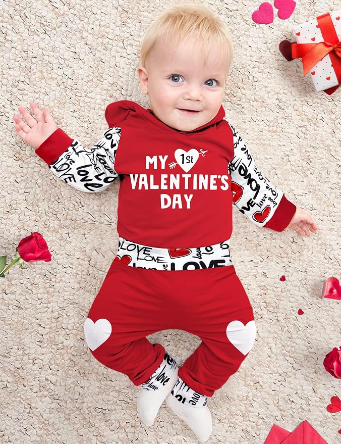 Fommy Newborn Baby Boy Clothes Plaid Letter Print Long Sleeve Hoodies + Long - Image 2