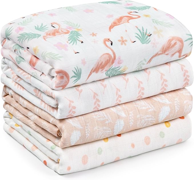 GLLQUEN BABY Muslin Swaddle Blankets 4Pk Receiving Blanket Large 35" x 40" | by GLLQUENBABY