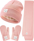 Baby Beanie Mittens Scarf Set,Toddler Kids Winter Hat and Thermal Gloves Neck Warmer Set for Girls Boys