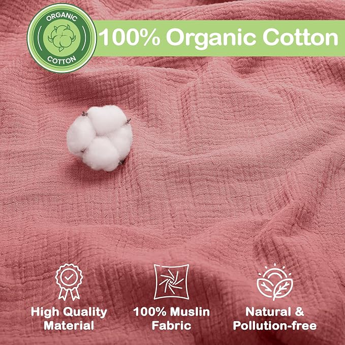 100% Organic Cotton 3 PK Baby Muslin Blanket Girl Gift 38x40 Inch | Oeko-TEX - Image 3