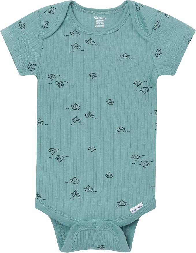 4-Pack Baby Boys Dino Blues Short Sleeve Onesies® Bodysuits - Image 5
