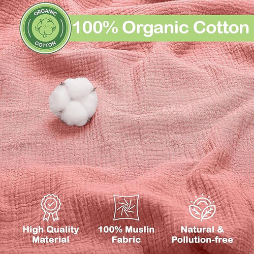 100% Organic Cotton 2 PK Baby Muslin Swaddle Blankets Girl 47x47in | Oeko-TEX - Image 2