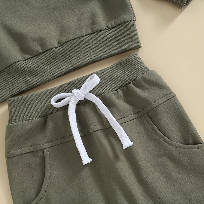 Toddler Baby Boy Fall Outfits Long Sleeve Crew Neck Pullover Sweatshirt + Jogger Pants Set Infant Winter Clothes