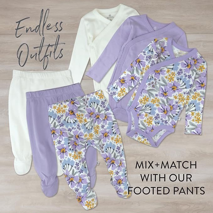 HonestBaby Baby 3-pack Long Sleeve Side-snap Kimono Bodysuits Organic Cotton - Image 5