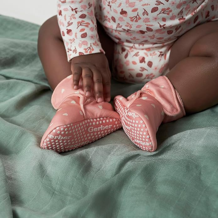 Gerber Baby Fleece Lined Wrap Fasten Non Skid Soft Slipper Booties - Image 5