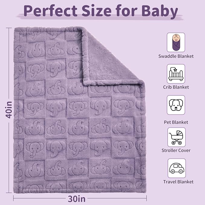Pro Goleem Elephant Baby Blanket, Baby Fleece Blanket - Image 5