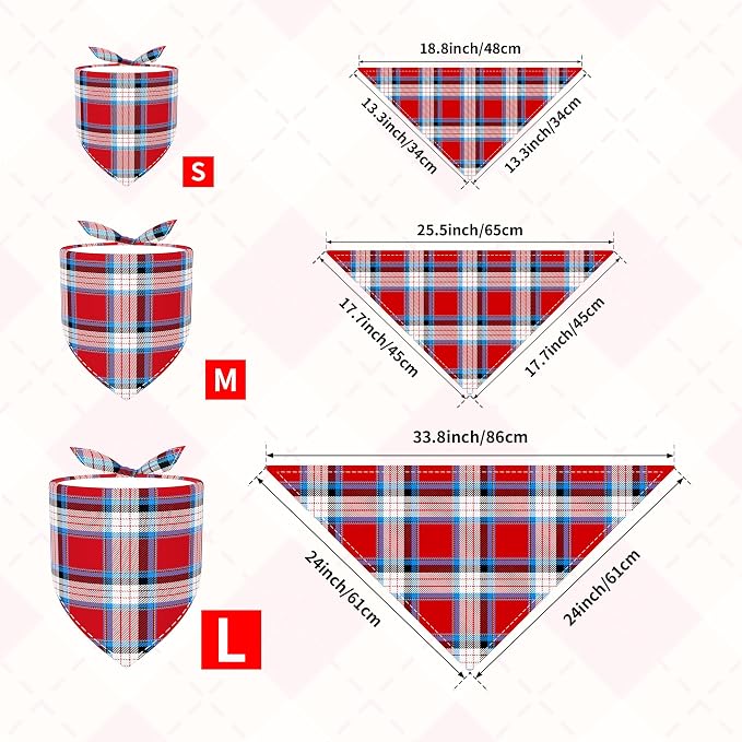 7 PCS Medium Plaid Dog Bandanas Hemming Seam Edge Dog Bandana - Image 2