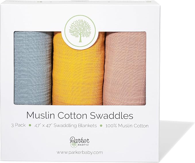 Parker Baby Co. Soft Muslin Baby Swaddle Blankets, 3 Pack - Image 7