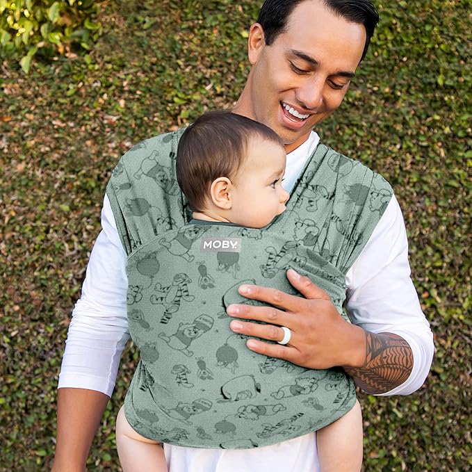 Moby Baby Wrap Carrier Featherknit for Newborns to Toddlers (8-33lbs), Infant Sling Carrier, Lightweight & Hands Free Design, Adjustable for All Body Types (Disney's Hundred Acre Woods Adventures)