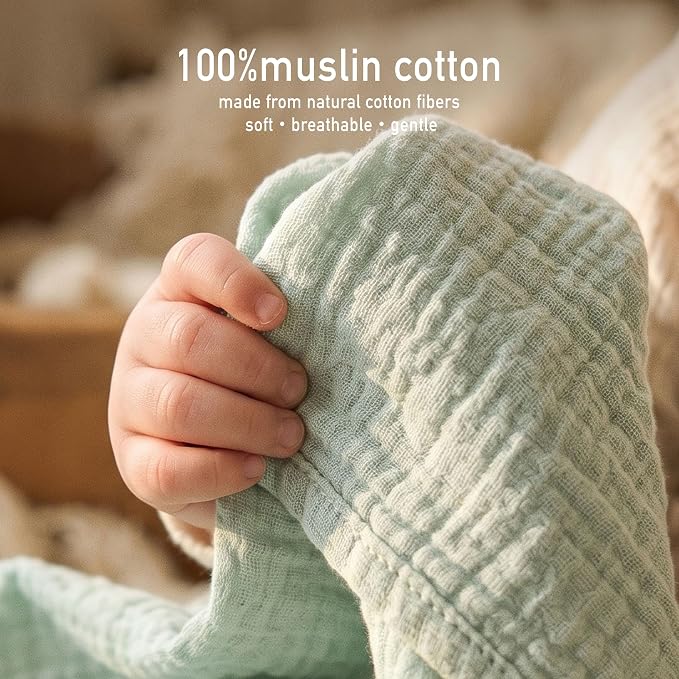 Muslin Receiving Blankets 5 Pack, Soft Swaddle Wraps - Image 2