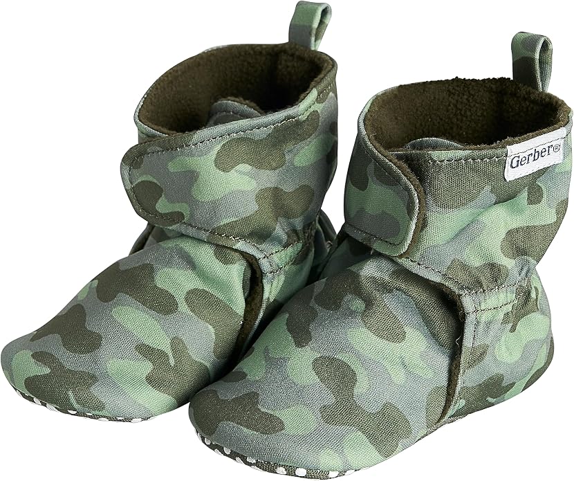Gerber Baby Fleece Lined Wrap Fasten Non Skid Soft Slipper Booties by Gerber