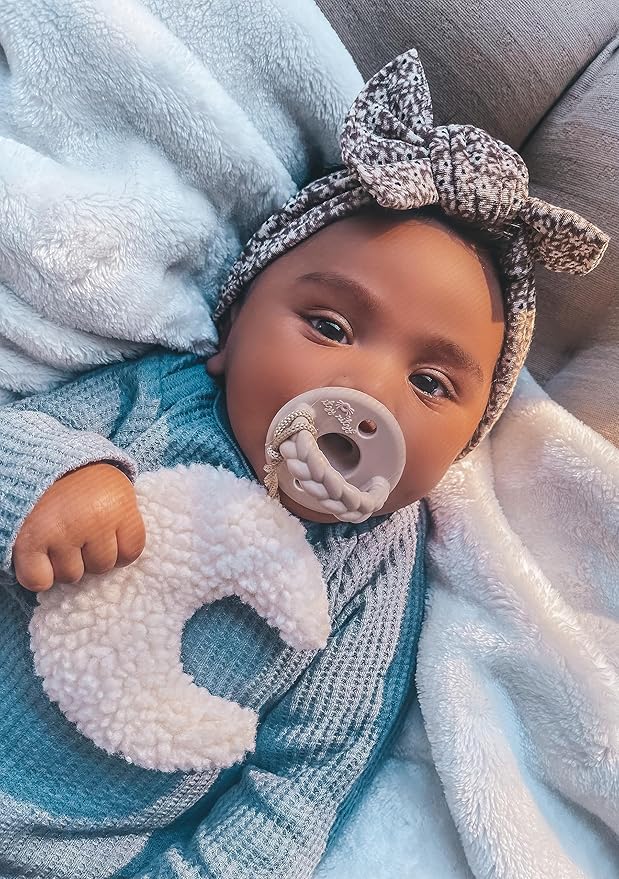 Itzy Ritzy Pacifier and Lovey Set; Detachable Plush Moon and Coordinating Toast Silicone Pacifier; Ideal for Ages 0 Months and Up, Moon