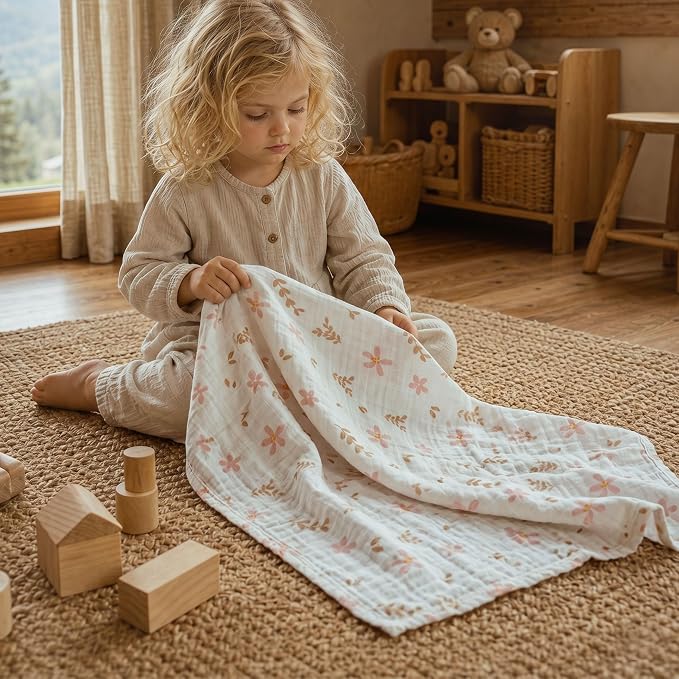 GLLQUEN BABY Receiving Blankets Muslin Swaddle Blanket - Image 3