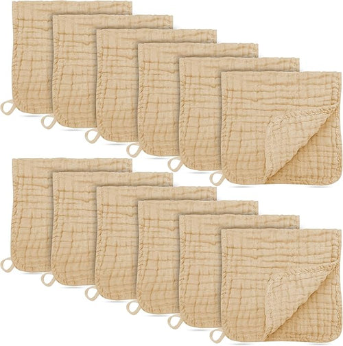 12 Pack Muslin Burp Cloths by BAMBOOQUEEN