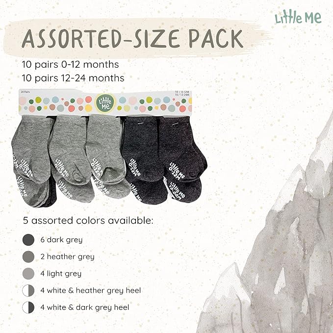 Little Me 20-Pack Newborn Baby Infant & Toddler Unisex Socks, - Image 3