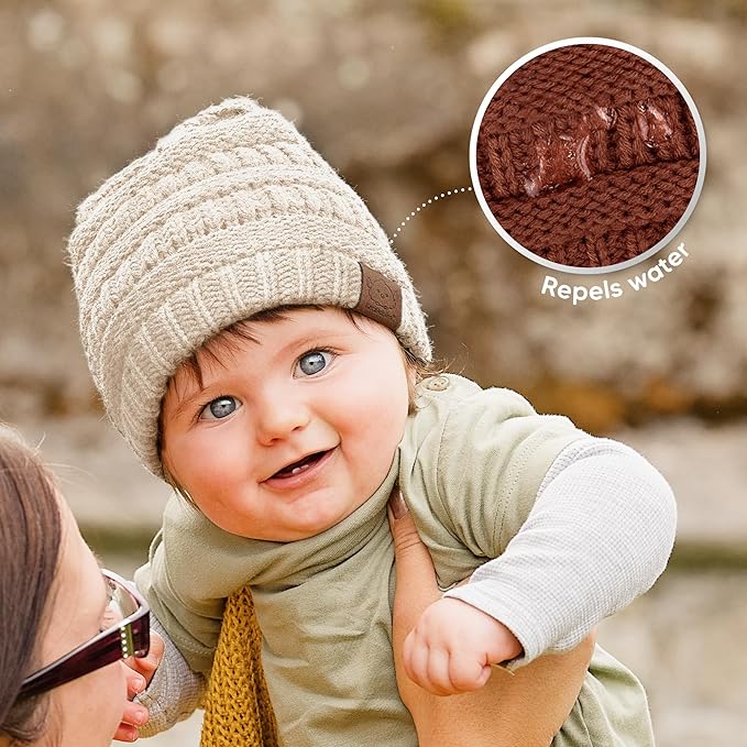 3-Pack Baby Beanies for Boys, Girls - Stretchy Knit Baby Hats, Cute Newborn & Toddler Winter Hat, Soft & Warm Infant Beanie 6-36 Months (Gust, M)