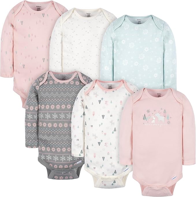 Gerber Baby Girls' 6-pack Long-sleeve Onesies Bodysuits by Gerber