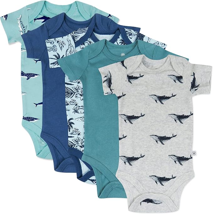 HonestBaby 5-pack Short Sleeve Bodysuits One-piece 100% Organic Cotton by HonestBaby