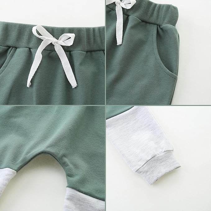 Baby Boy Outfits Short Long Sleeve Pants Clothes Set Spring Summer Hooded Patchwork Sweatshirt