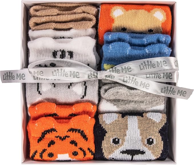 Little Me 8-Pack Baby Socks, Animal Charter Themed, 0-12 Months - Image 8