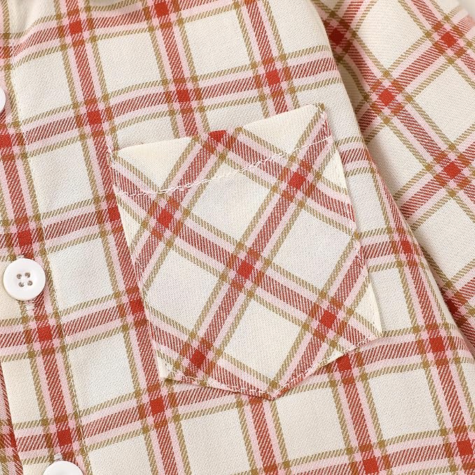 YOUNGER STAR Toddler Kids Boys Girls Flannel Hooded Plaid Shirt Button Baby Red - Image 6