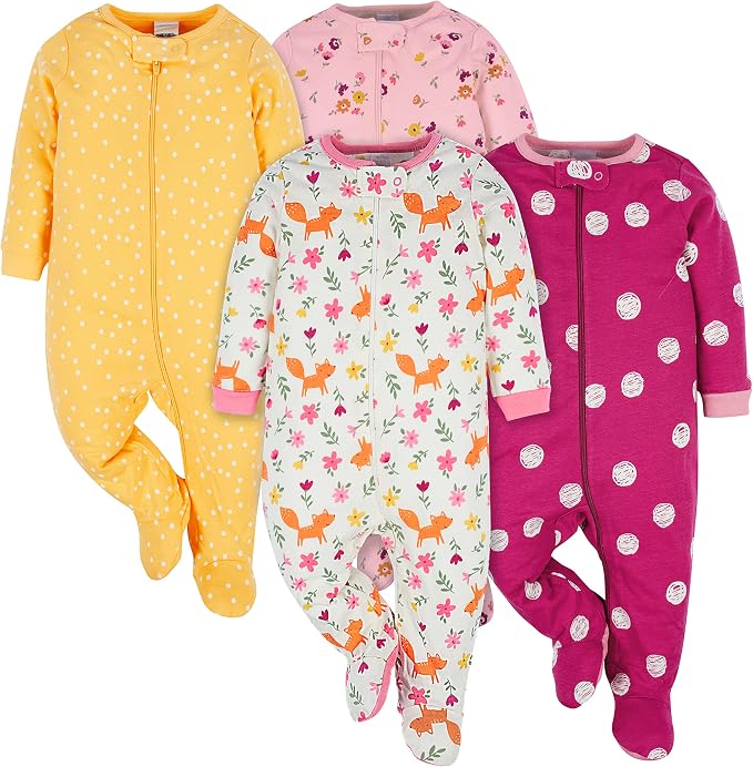 Onesies Brand Baby Girls 4-Pack Sleep 'N Play Footies Multi Pack by OnesiesBrand