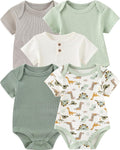 Baby Bodysuits Ribbed Mix Summer Newborn Boy Girl Clothes 5-pack | Multiple by ZAVBABY