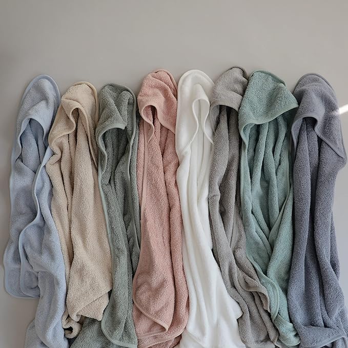 mushie Baby Hooded Towel | Organic Cotton (Fog)
