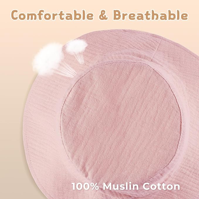 Leotruny Cotton Baby Sun Hat: Muslin Adjustable Bucket Hat - Image 2