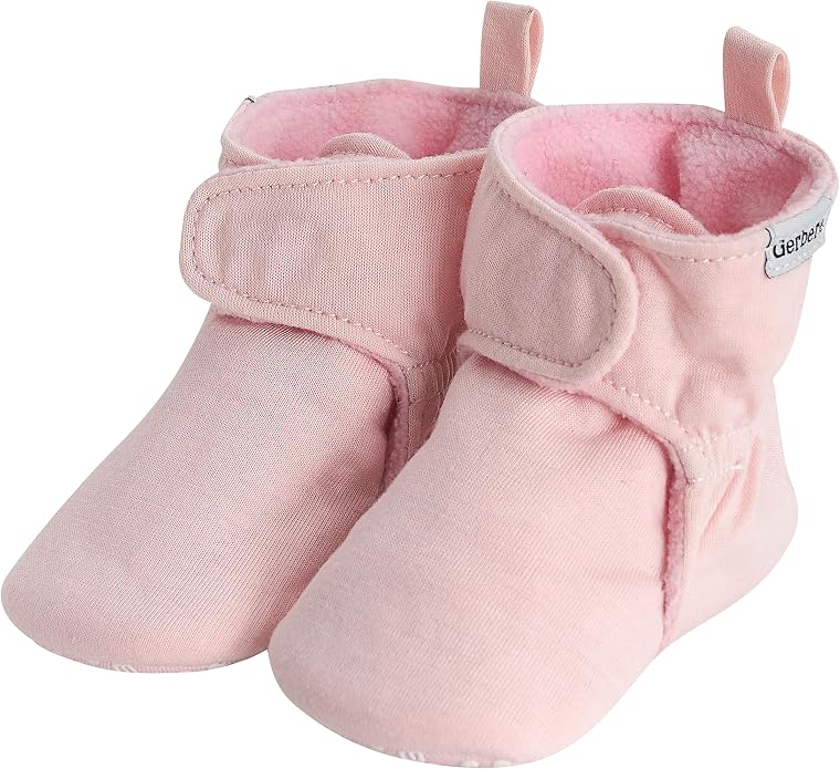 Gerber Baby Fleece Lined Wrap Fasten Non Skid Soft Slipper Booties by Gerber