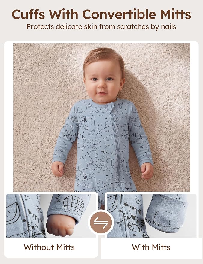 Unnivoll Baby Sleepers 100% Cotton Baby Pajamas Baby Boys Girls Clothes | - Image 5