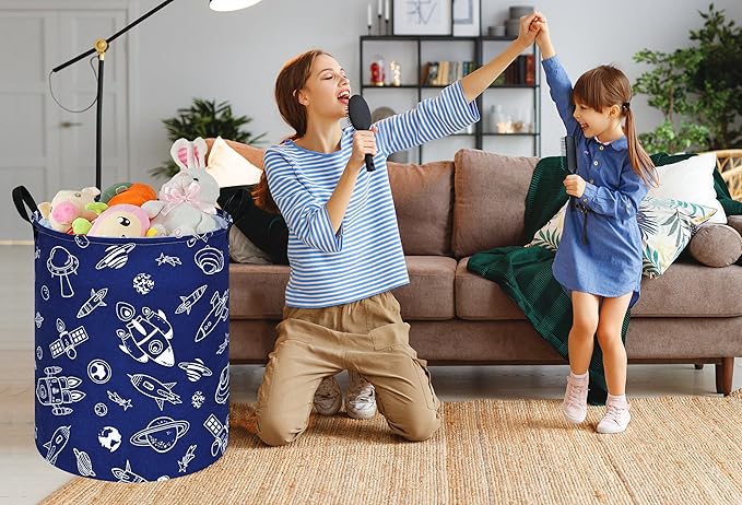 Round Laundry Hamper Storage Basket Laundry Organizer Hamper Storage Bins Clothes and Toys Box Nursery Hamper Gift Basket For Kids with Handles