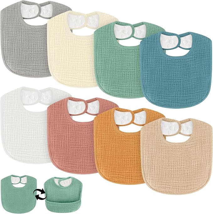 8 Pack Bibs for Baby Boy & Baby Girl, Muslin Bibs by Unknown