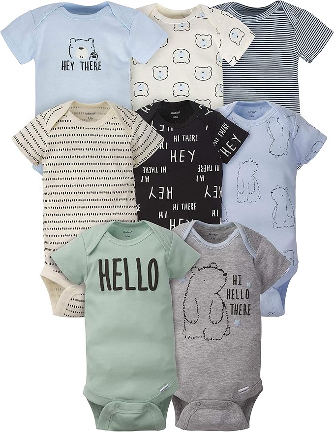 Gerber Baby Boys 8-Pack Short Sleeve Onesies Bodysuits by Gerber