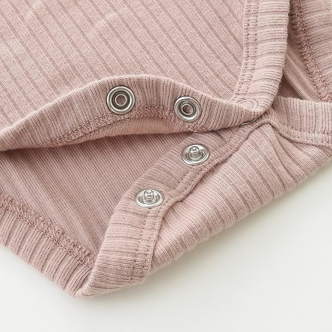 Baby Girl Knit Ruffle Outfit Clothes Ribbed 100% Organic Cotton Solid Color - Image 9