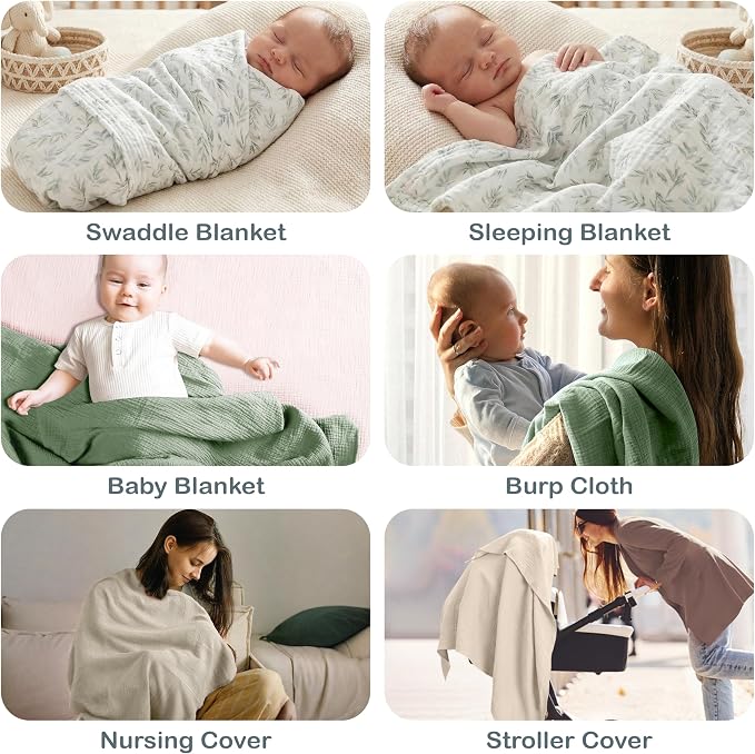 100% Organic Cotton 3 PK Muslin Blanket - Image 8
