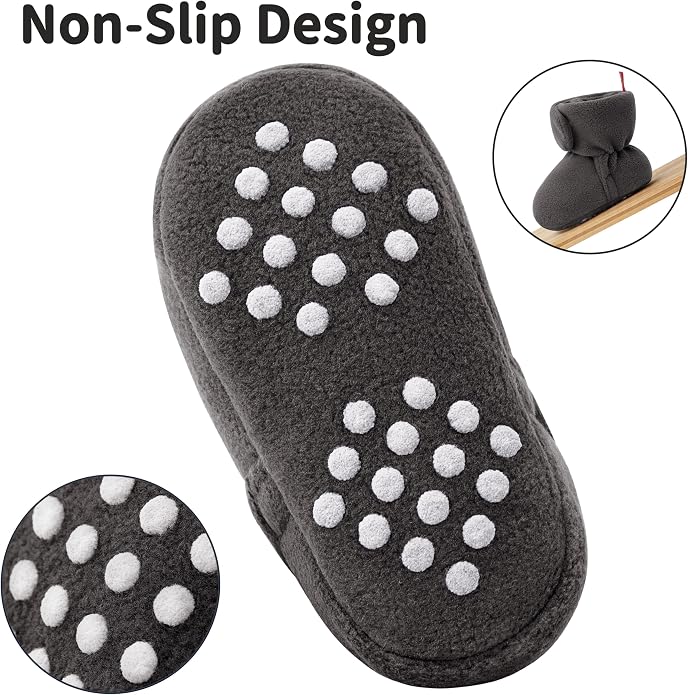 Bufims Baby Fleece Booties Newborn Unisex Booties Non-Slip Newborn Infant First - Image 3
