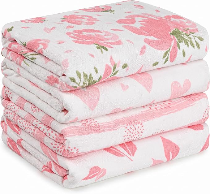 GLLQUEN BABY Muslin Swaddle Blankets 4Pk Receiving Blanket Large 35" x 40" | by GLLQUENBABY