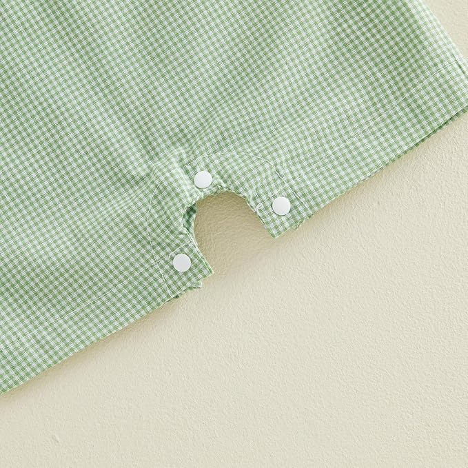 Newborn Baby Boys Sleeveless Seersucker Romper One Piece Straps Overalls - Image 6