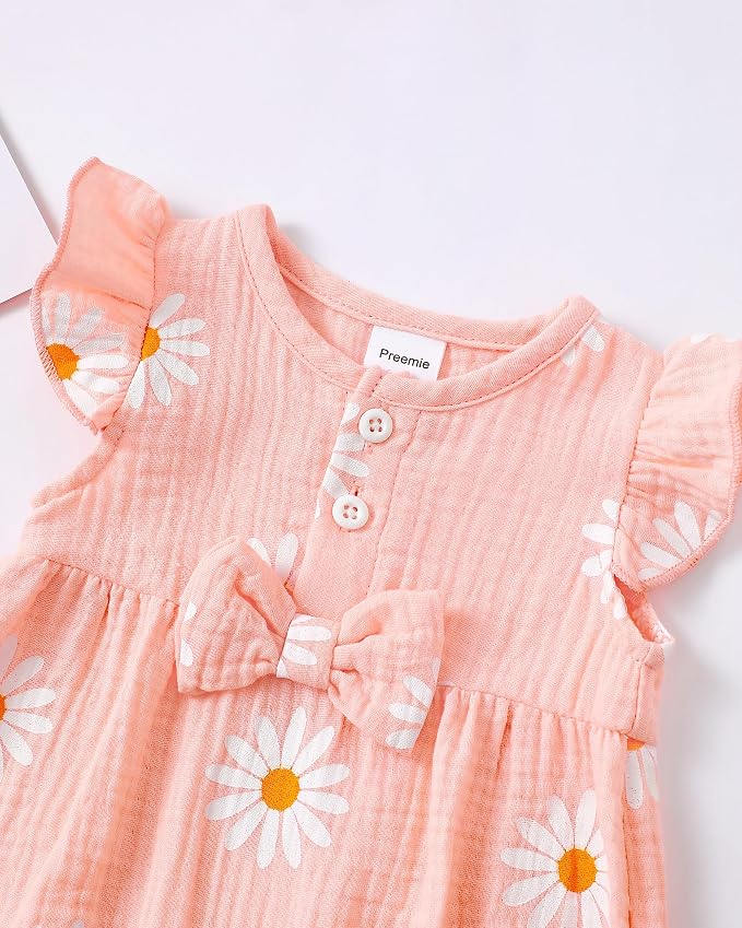 Renotemy Newborn Baby Girl Clothes Romper Summer Outfits Preemie-18Months | - Image 3