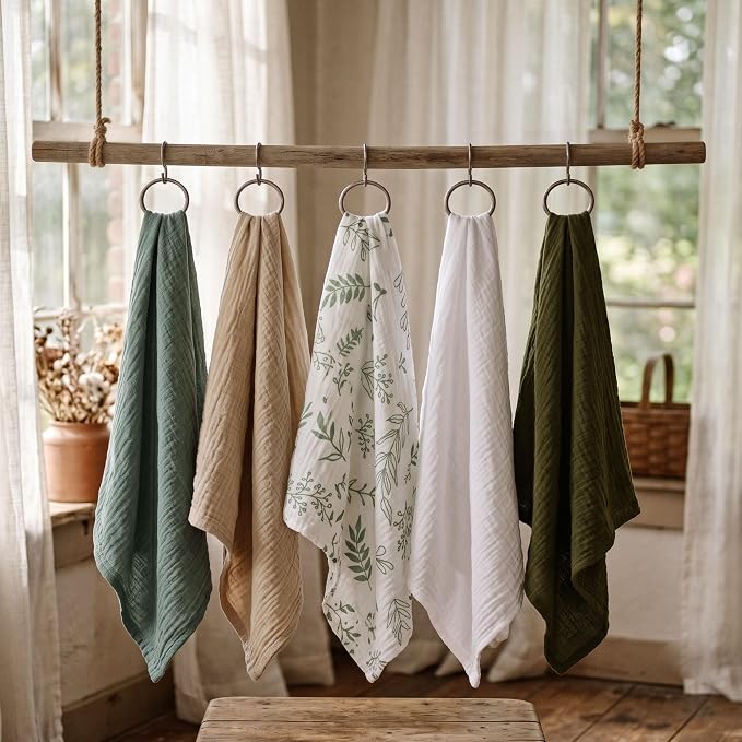 Muslin Receiving Blankets 5 Pack, Soft Swaddle Wraps - Image 9