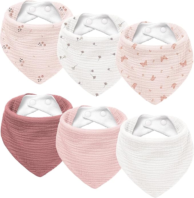 Susurration Muslin Baby Drool Bibs 6Pack Soft Triangular Adjustable Baby by Susurration