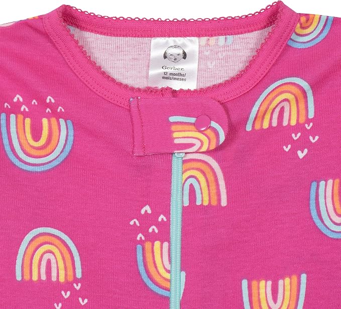 Gerber Baby Girls 2-Pack Footed Pajamas - Image 3