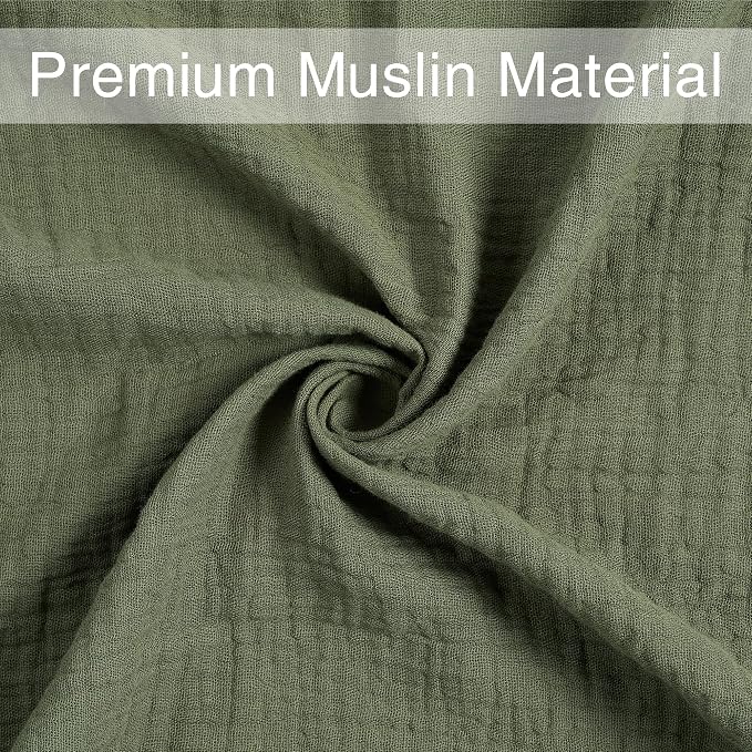 Meracorallo Muslin Swaddle Blanket, 100% Cotton, Olive Green | Soft Breathable - Image 5